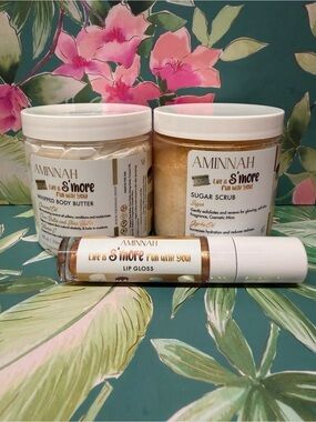 Aminnah S’more Body Butter Sugar Scrub Lip Gloss 3pc Bundle